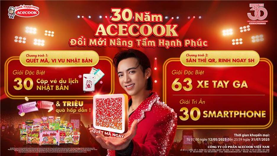 Mừng cột mốc 30 năm, Acecook hợp tác cùng Soobin 'tung' khuyến mãi hơn 30 tỉ đồng- Ảnh 1. Mừng cột mốc 30 năm, Acecook hợp tác cùng Soobin 'tung' khuyến mãi hơn 30 tỉ đồng- Ảnh 1.