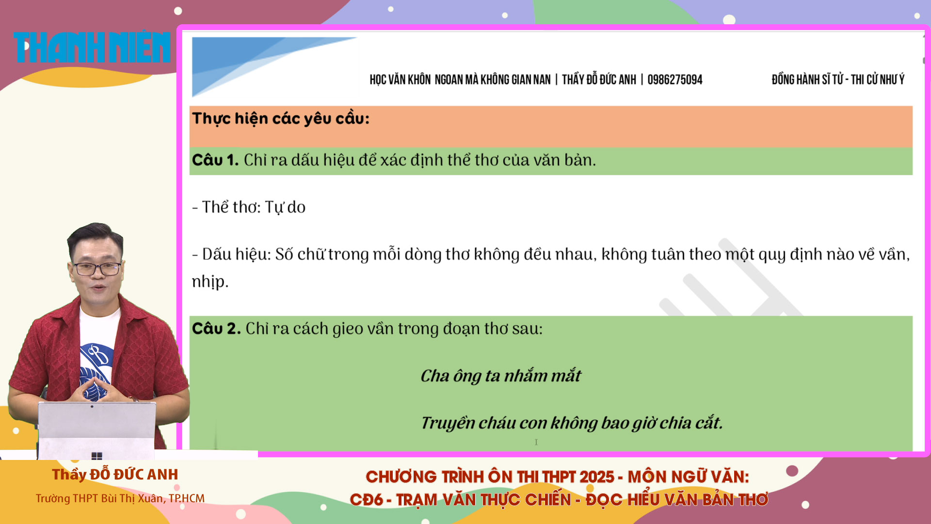 BÍ QUYẾT ÔN THI THPT 2025 | Môn ngữ văn | Chuyên đề 6 | Trạm văn thực chiến – Đọc hiểu văn bản thơ BÍ QUYẾT ÔN THI THPT 2025 | Môn ngữ văn | Chuyên đề 6 | Trạm văn thực chiến – Đọc hiểu văn bản thơ