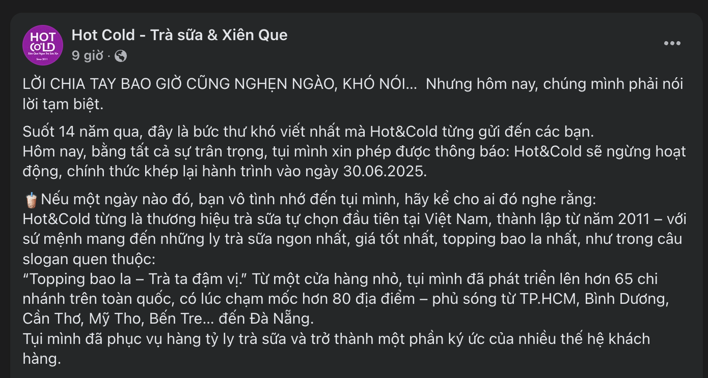 Quán trà sữa nổi tiếng TP.HCM vừa thông báo đóng cửa toàn hệ thống, khách quen 'sốc' - Ảnh 1.