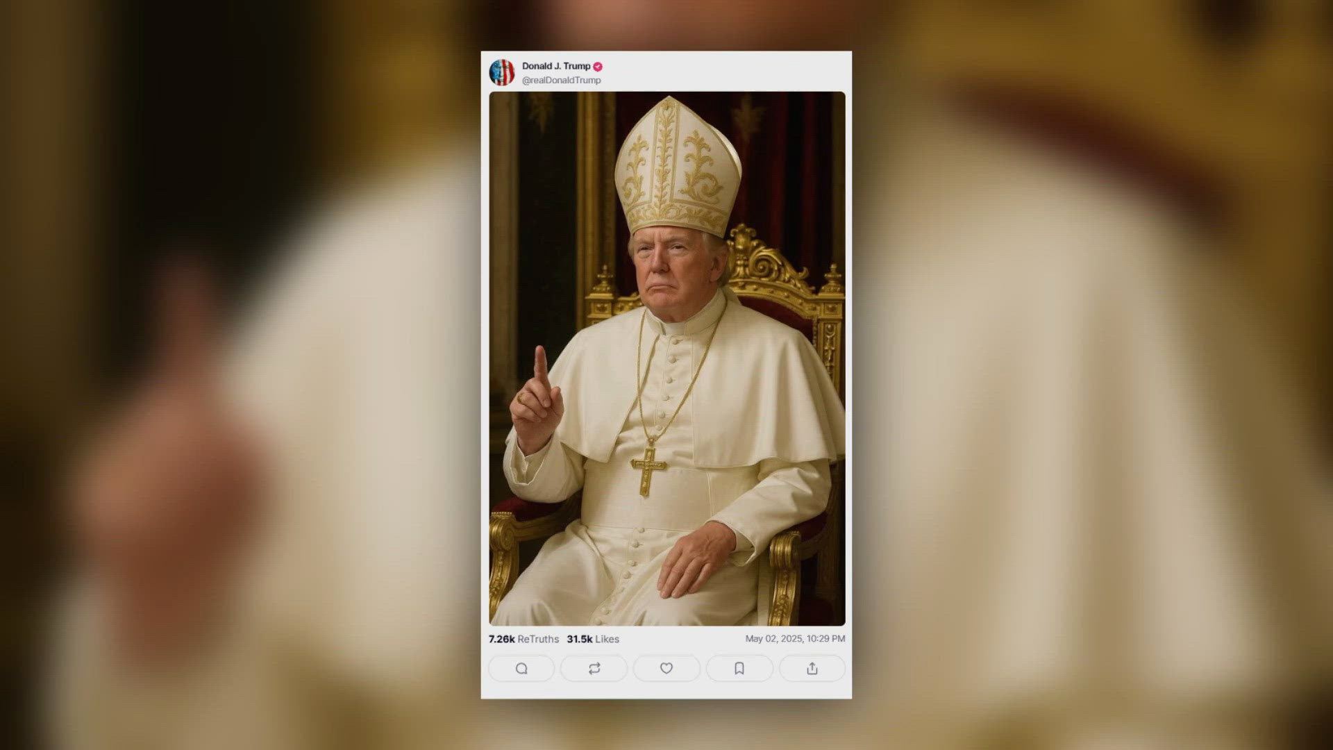 Ông Trump phủ nhận đăng ảnh mình là Giáo hoàng, chế giễu những người chỉ trích - Ảnh 1.