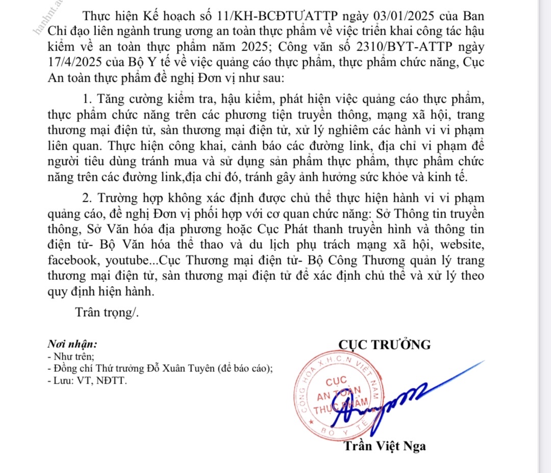 Kiểm tra toàn quốc, chấn chỉnh vi phạm quảng cáo thực phẩm Kiểm tra toàn quốc chấn chỉnh vi phạm quảng cáo thực phẩm, thực phẩm chức năng - Ảnh 1.