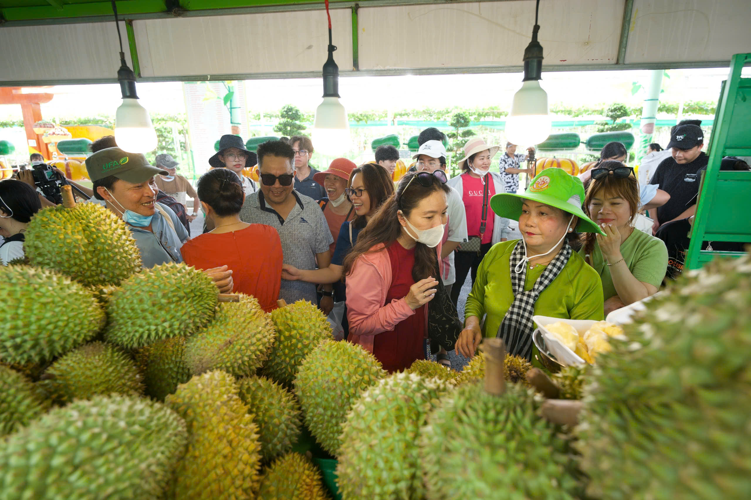 Khách đổ xô mua sầu riêng trong lễ hội trái cây Nam bộ ở Suối Tiên - Ảnh 1.