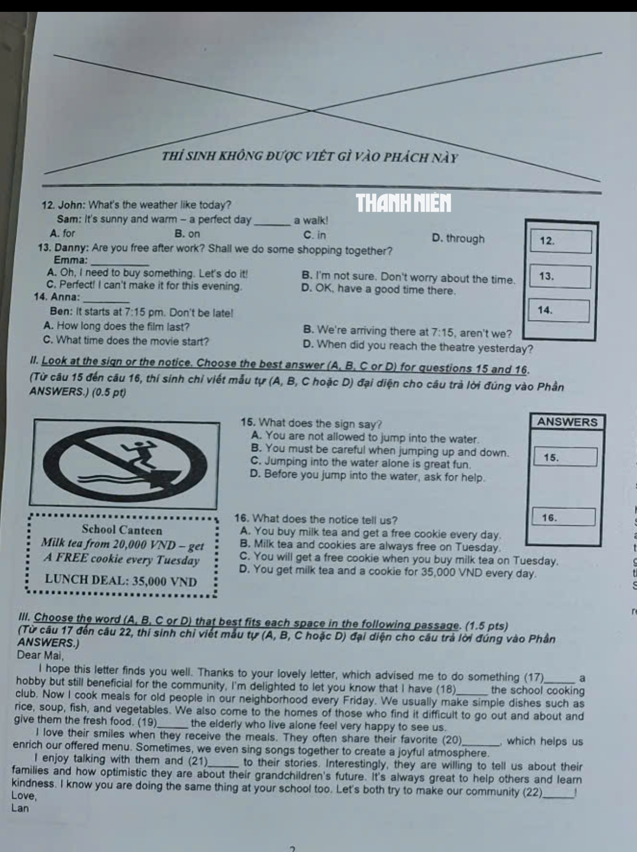 Biển báo trong đề thi tiếng Anh lớp 10 TP.HCM có ý nghĩa gì? - Ảnh 2.