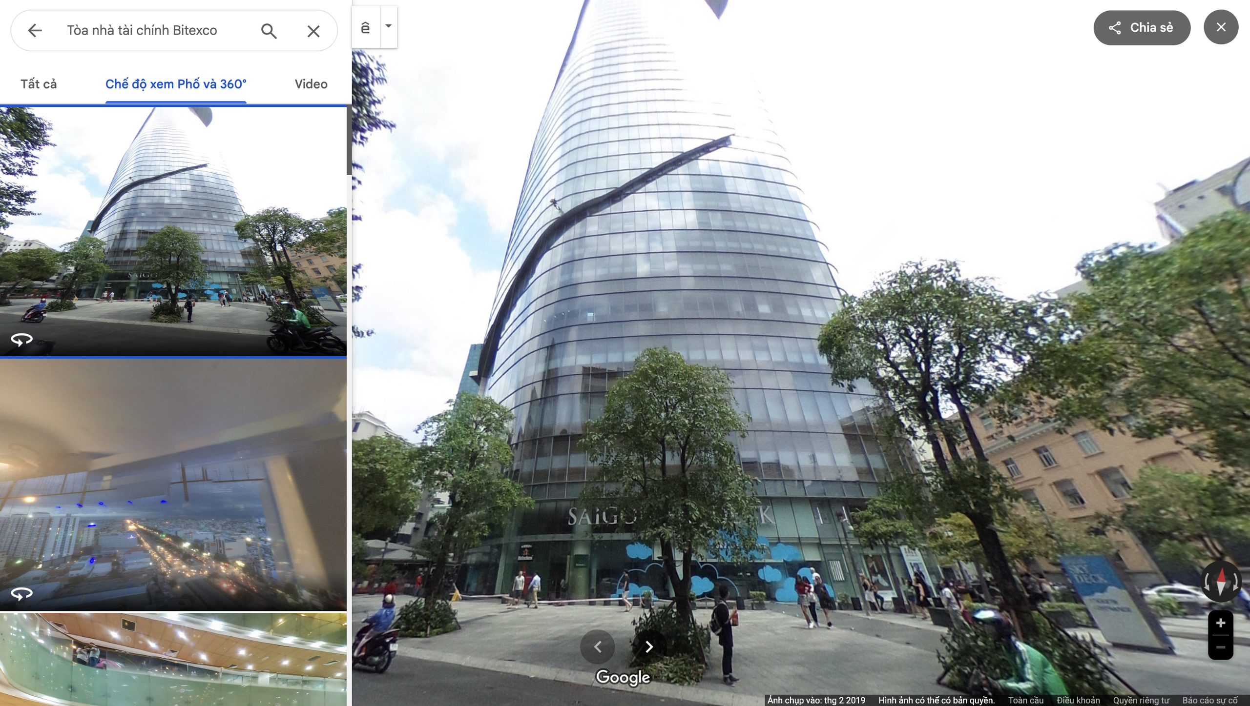 Ảnh chụp tòa nhà Bitexco năm 2019 được Google Maps lưu trữ Ảnh chụp tòa nhà Bitexco năm 2019 được Google Maps lưu trữ