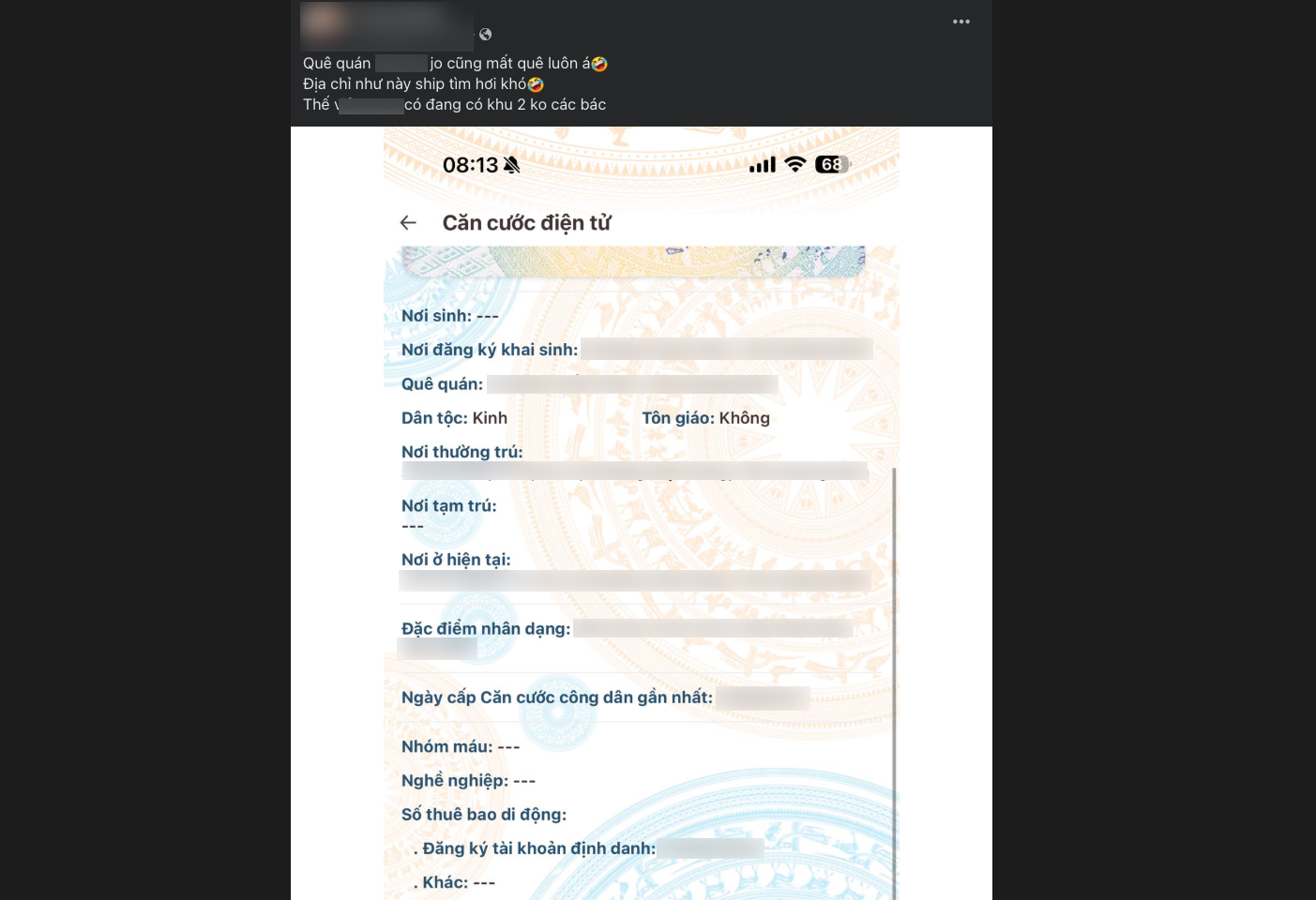Nguy cơ lộ dữ liệu khi 'khoe quê mới' trên ứng dụng VNeID - Ảnh 1.