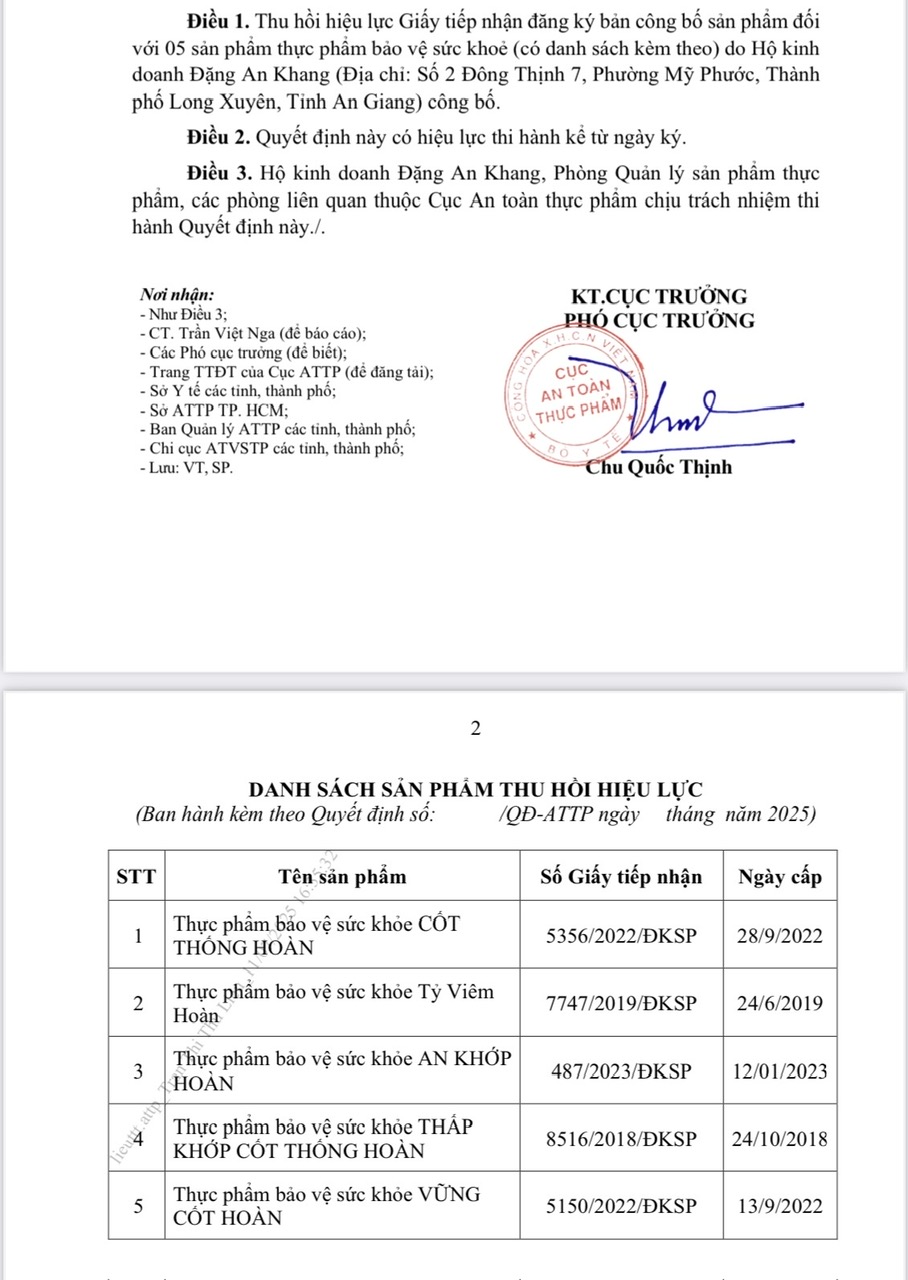 17 thực phẩm bảo vệ sức khỏe có quyết định thu hồi công bố sản phẩm- Ảnh 1. 17 thực phẩm bảo vệ sức khỏe có quyết định thu hồi công bố sản phẩm- Ảnh 1.