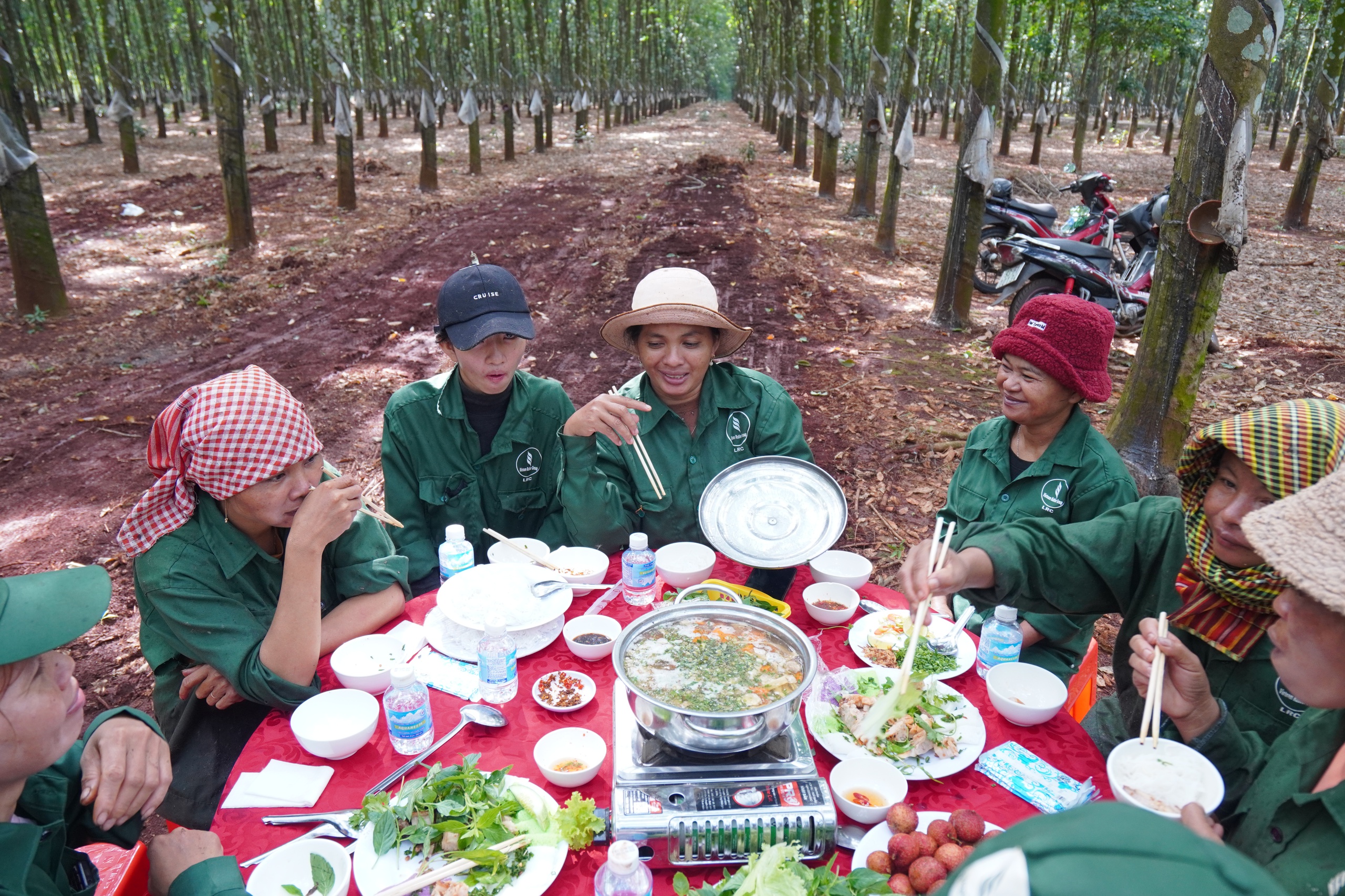 Ấm áp bữa cơm công nhân giữa rừng cao su Đồng Nai Ấm áp bữa cơm công nhân giữa rừng cao su Đồng Nai