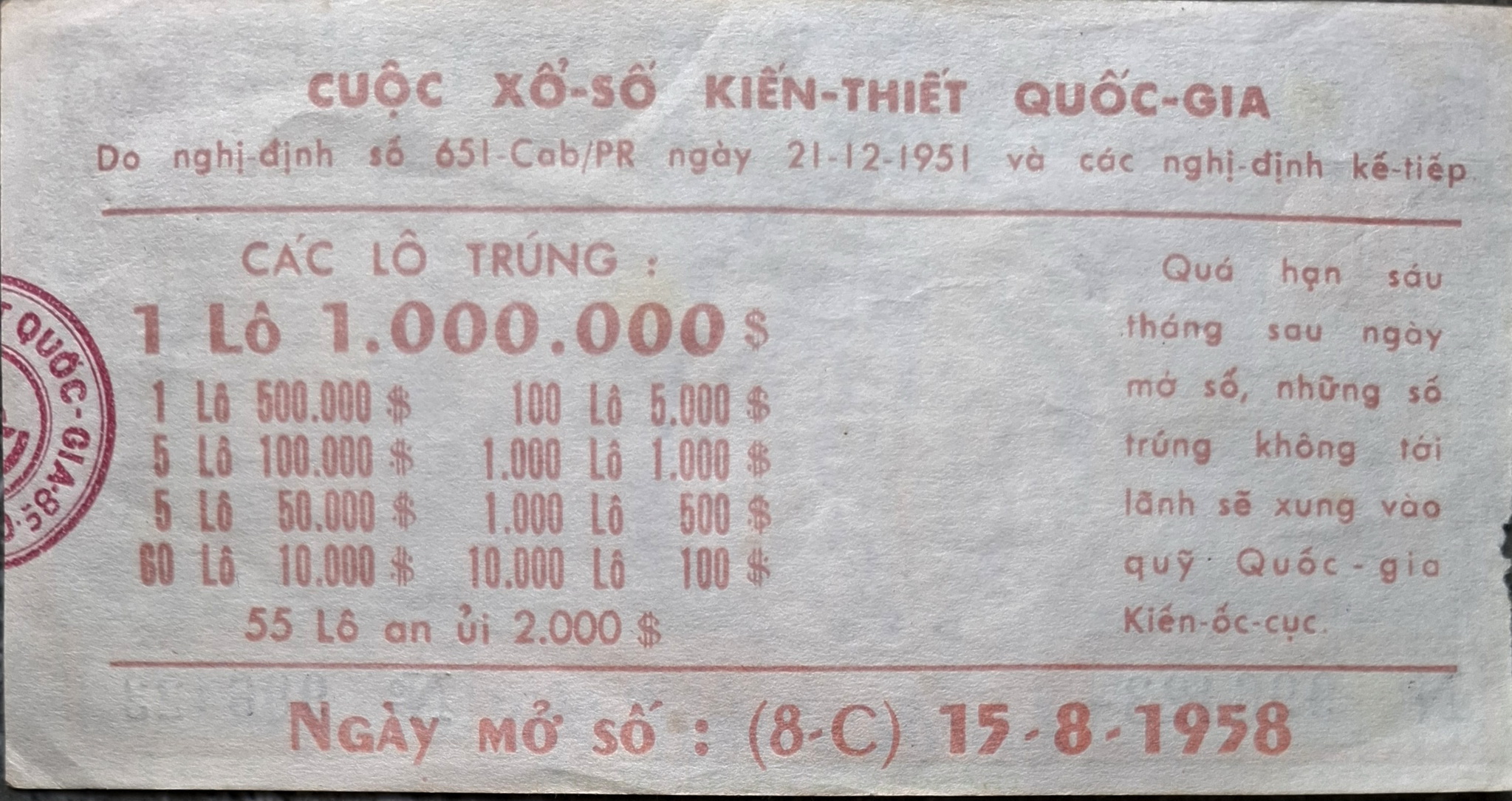 Độc lạ những tờ vé số kiến thiết xưa  - Ảnh 2.