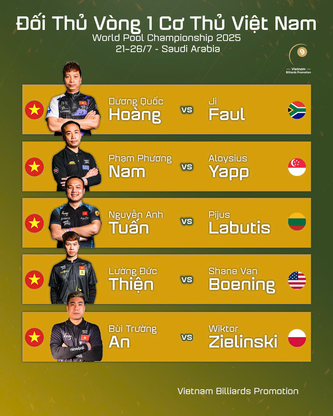 Lịch thi đấu billiards pool hôm nay: Tay cơ Việt Nam gặp đối thủ cực mạnh - Ảnh 1.