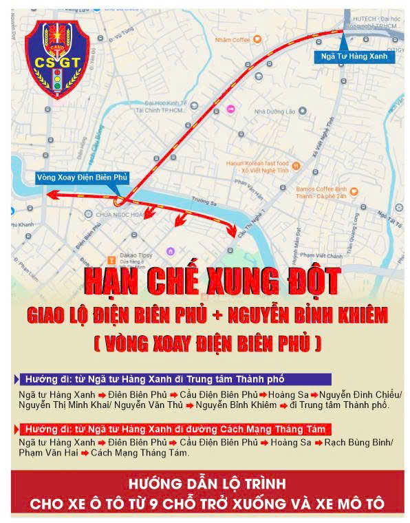 CSGT TP.HCM chỉ cách tránh ùn tắc ở vòng xoay Điện Biên Phủ - Nguyễn Bỉnh Khiêm - Ảnh 4.