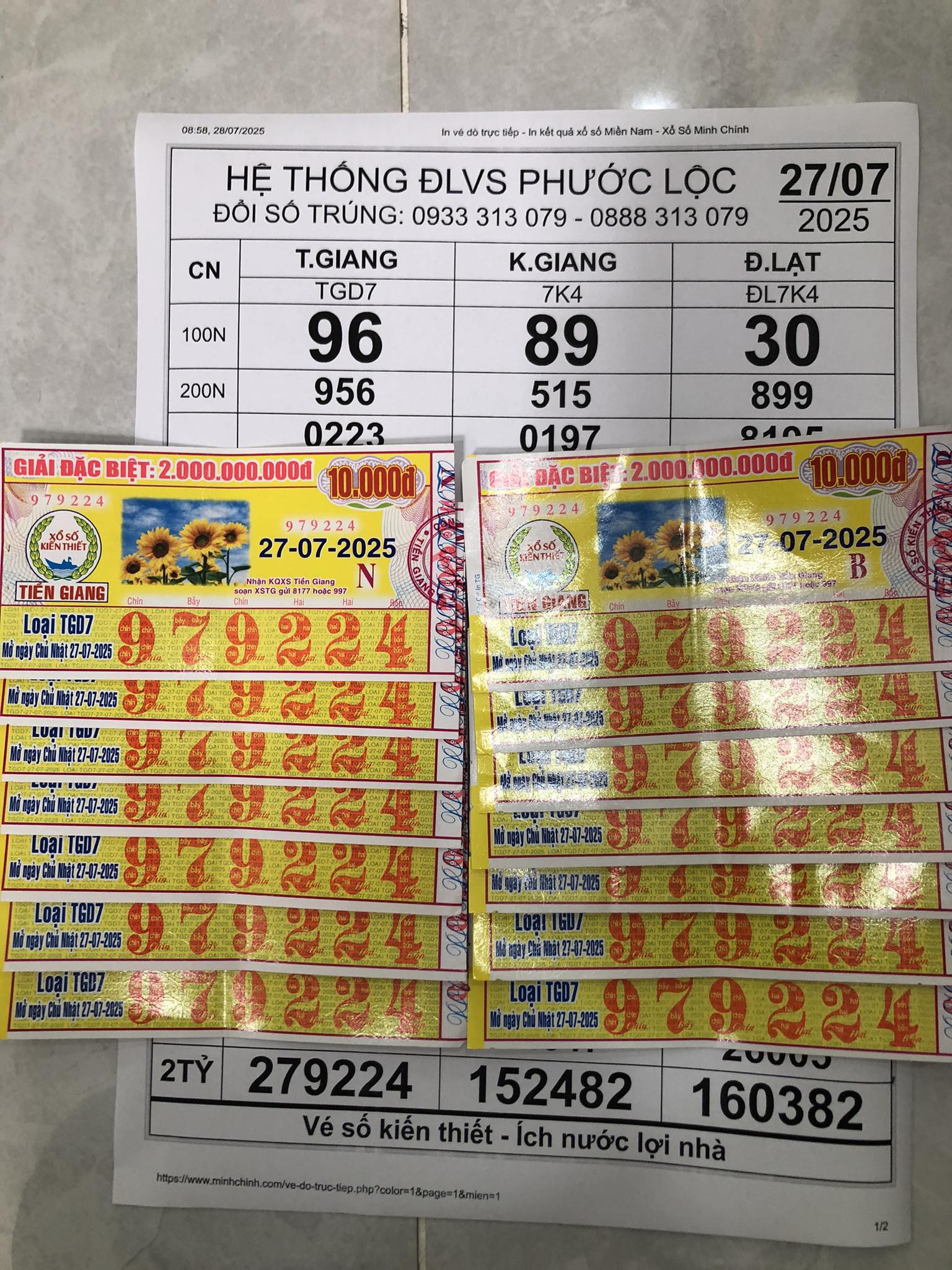 Xổ số miền Nam ngày 27 tháng 7: Khách trúng số 14 tờ, nhận tiền mặt