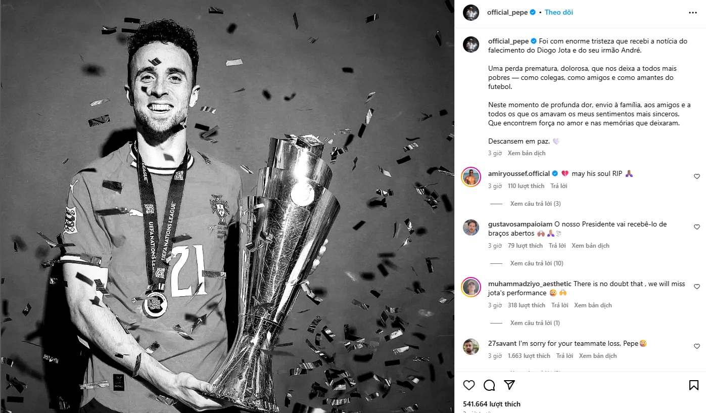Ronaldo, Pepe bàng hoàng về sự ra đi của Diogo Jota: ‘Chúng tôi sẽ luôn nhớ cậu’ - Ảnh 2.