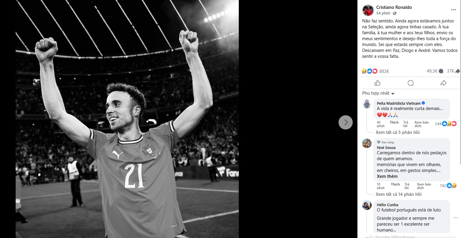Ronaldo, Pepe bàng hoàng về sự ra đi của Diogo Jota: ‘Chúng tôi sẽ luôn nhớ cậu’