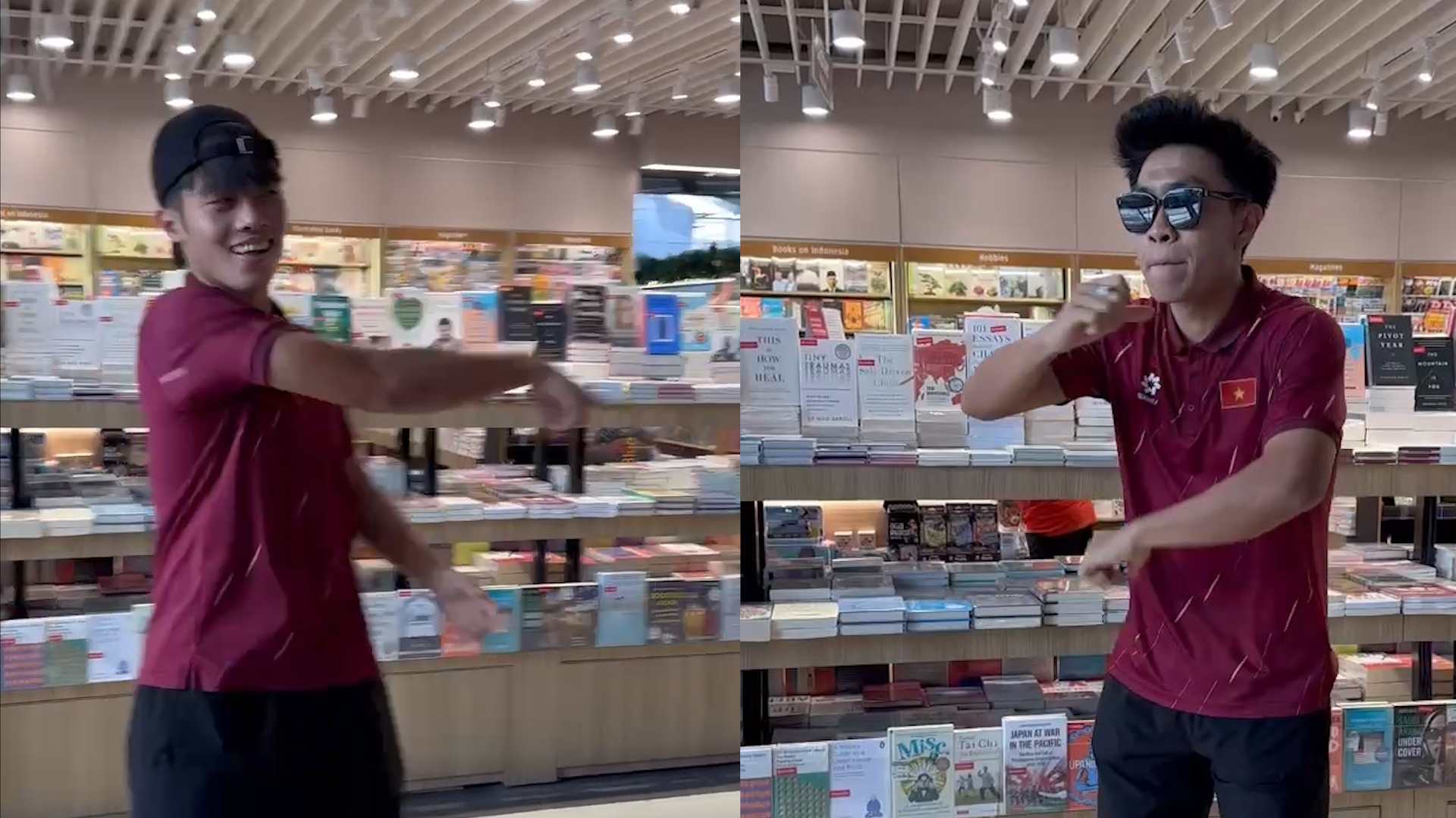 Quoc Viet mengundang Dinh Bac, Van Khang,... untuk menari TikTok mengikuti tren yang sangat lucu di bandara - Foto 2. Quốc Việt rủ Đình Bắc, Văn Khang,... nhảy TikTok theo trend cực hài hước ở sân bay - Ảnh 2.