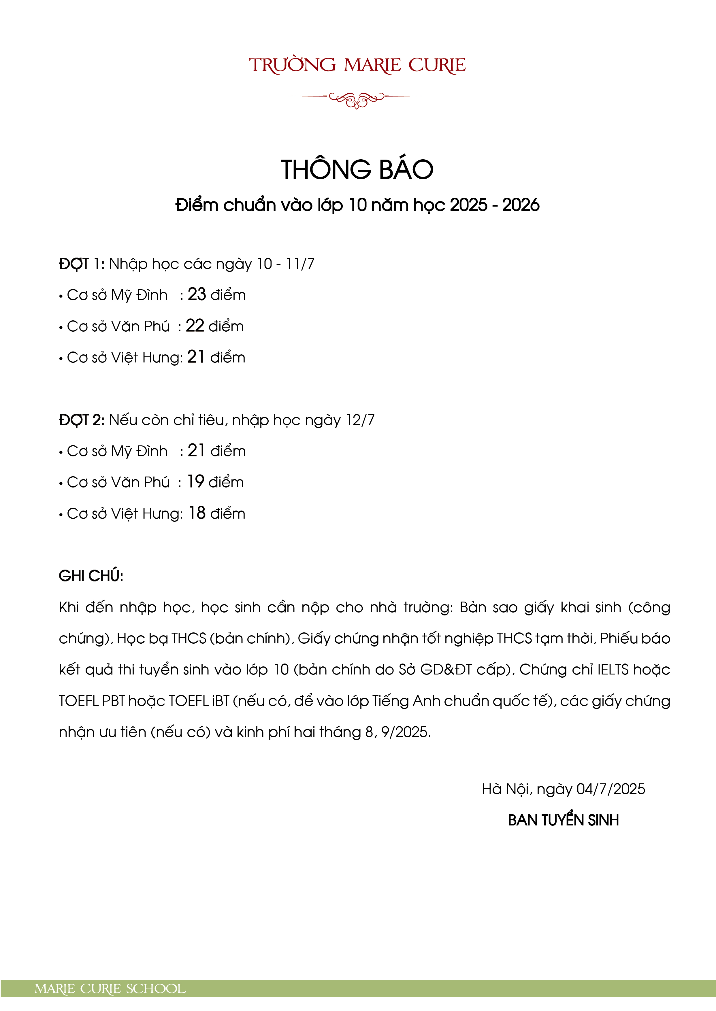 Escola particular de sucesso anuncia notas de admissão para o 10º ano - Foto 2. Trường tư thục 'hot' công bố điểm chuẩn vào lớp 10- Ảnh 2.