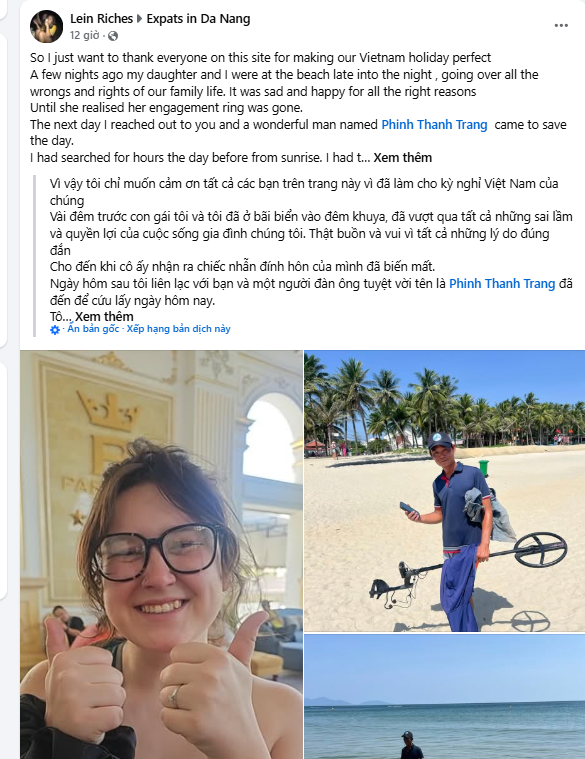 Vụ tìm thấy nhẫn cầu hôn ở biển Cửa Đại: Con người Việt Nam thật tuyệt vời!- Ảnh 1.