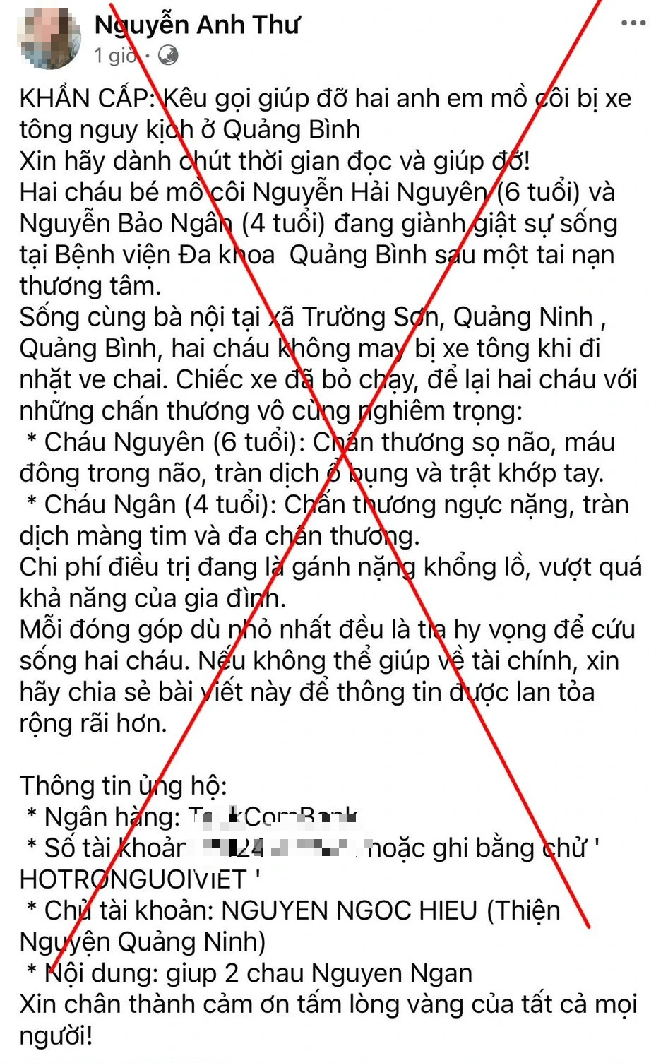 Phát hiện tài khoản ảo hết tung tin 'bắt cóc trẻ em' đến 'kêu gọi từ thiện'- Ảnh 2. Phát hiện tài khoản ảo hết tung tin 'bắt cóc trẻ em' đến 'kêu gọi từ thiện'- Ảnh 2.