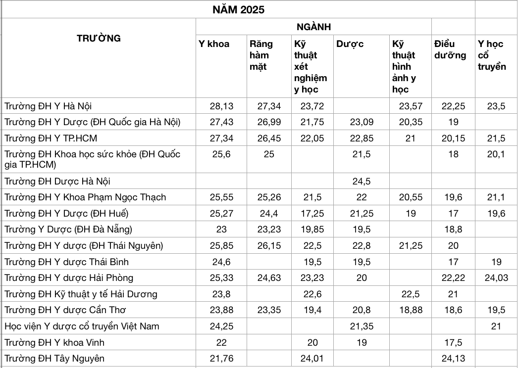 Toàn cảnh điểm chuẩn khối ngành sức khỏe 2025: Thay đổi ra sao ở từng trường, ngành - Ảnh 2.