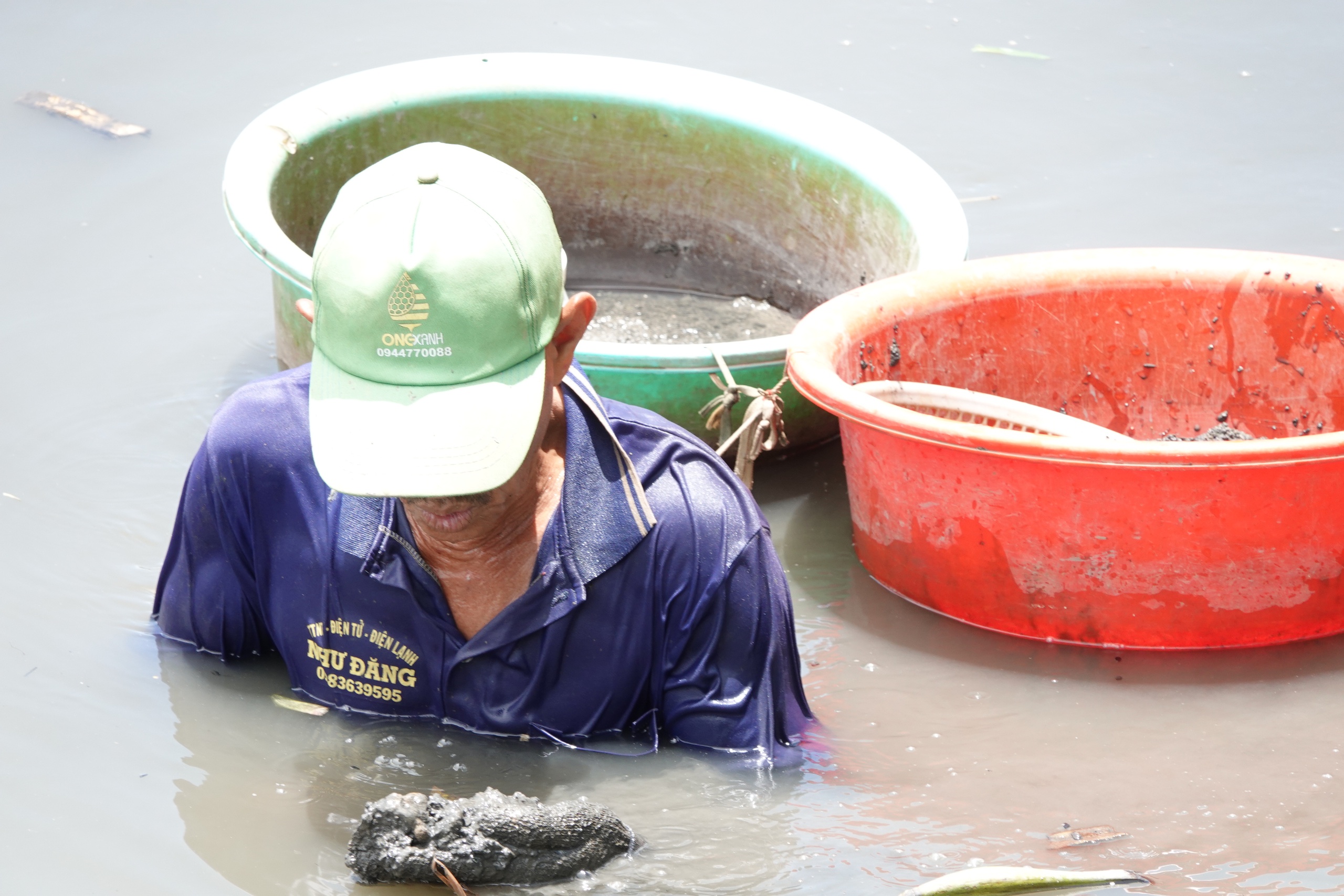 Người miền Tây mưu sinh giữa dòng nước ô nhiễm vớt trùn chỉ trên sông Maspero - Ảnh 3. Người miền Tây mưu sinh giữa dòng nước ô nhiễm vớt trùn chỉ trên sông Maspero - Ảnh 3.