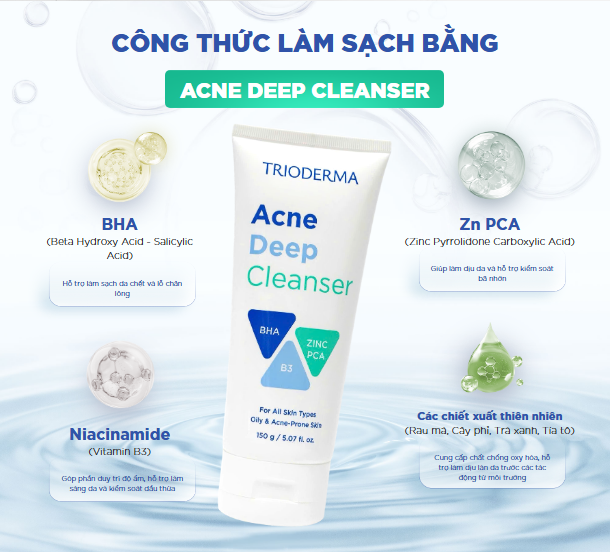 Review sữa rửa mặt Trioderma Acne Deep Cleanser c&oacute; gi&uacute;p sạch s&acirc;u, hỗ trợ giảm mụn?- Ảnh 4.