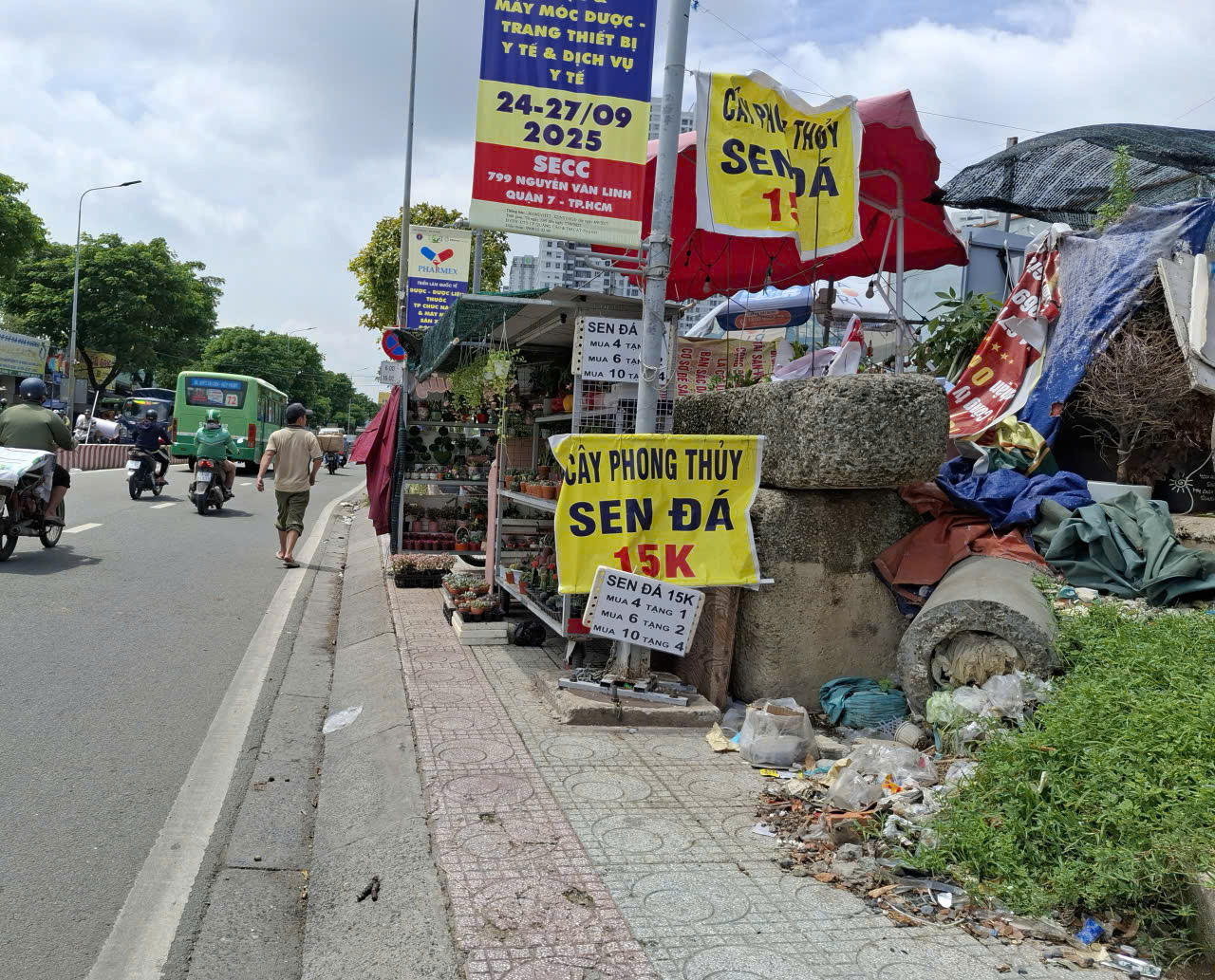Cây, chậu cảnh bày bán tràn lan trên vỉ…