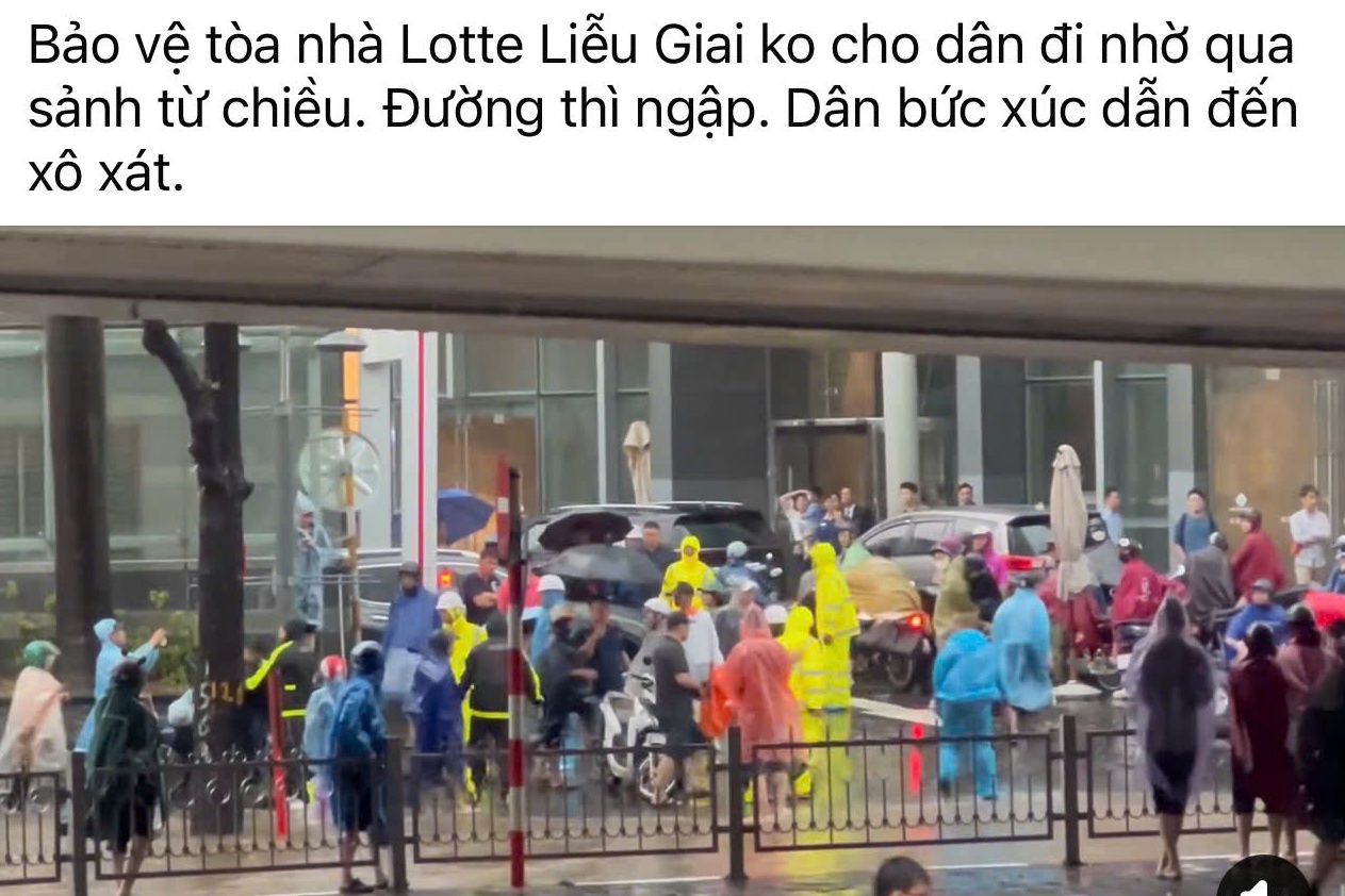 Thực hư vụ bảo vệ Lotte Liễu Giai không cho dân đi nhờ dẫn đến xô xát - Ảnh 1.