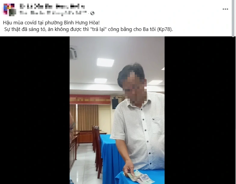 Xôn xao clip trả lại 2 triệu đồng hỗ trợ 'hậu Covid' tại phường Bình Hưng Hòa- Ảnh 1.