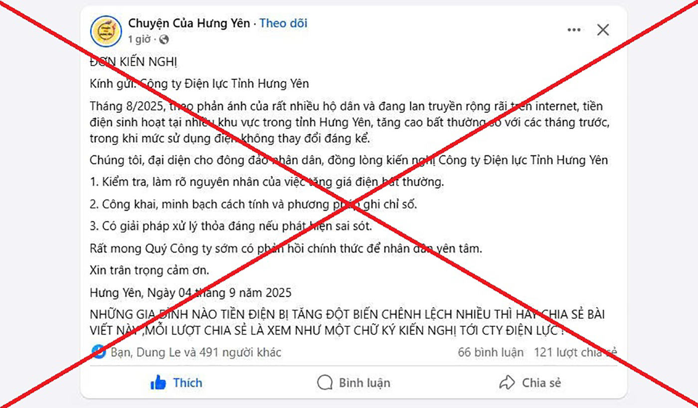 EVNNPC cảnh báo thông tin sai sự thật về hóa đơn tiền điện trên mạng xã hội - Ảnh 3.