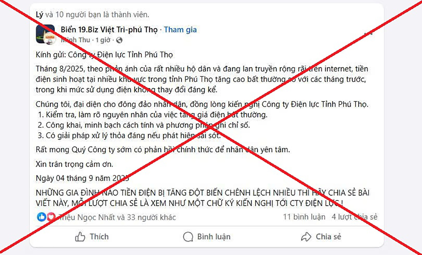 EVNNPC cảnh báo thông tin sai sự thật về hóa đơn tiền điện trên mạng xã hội - Ảnh 4.