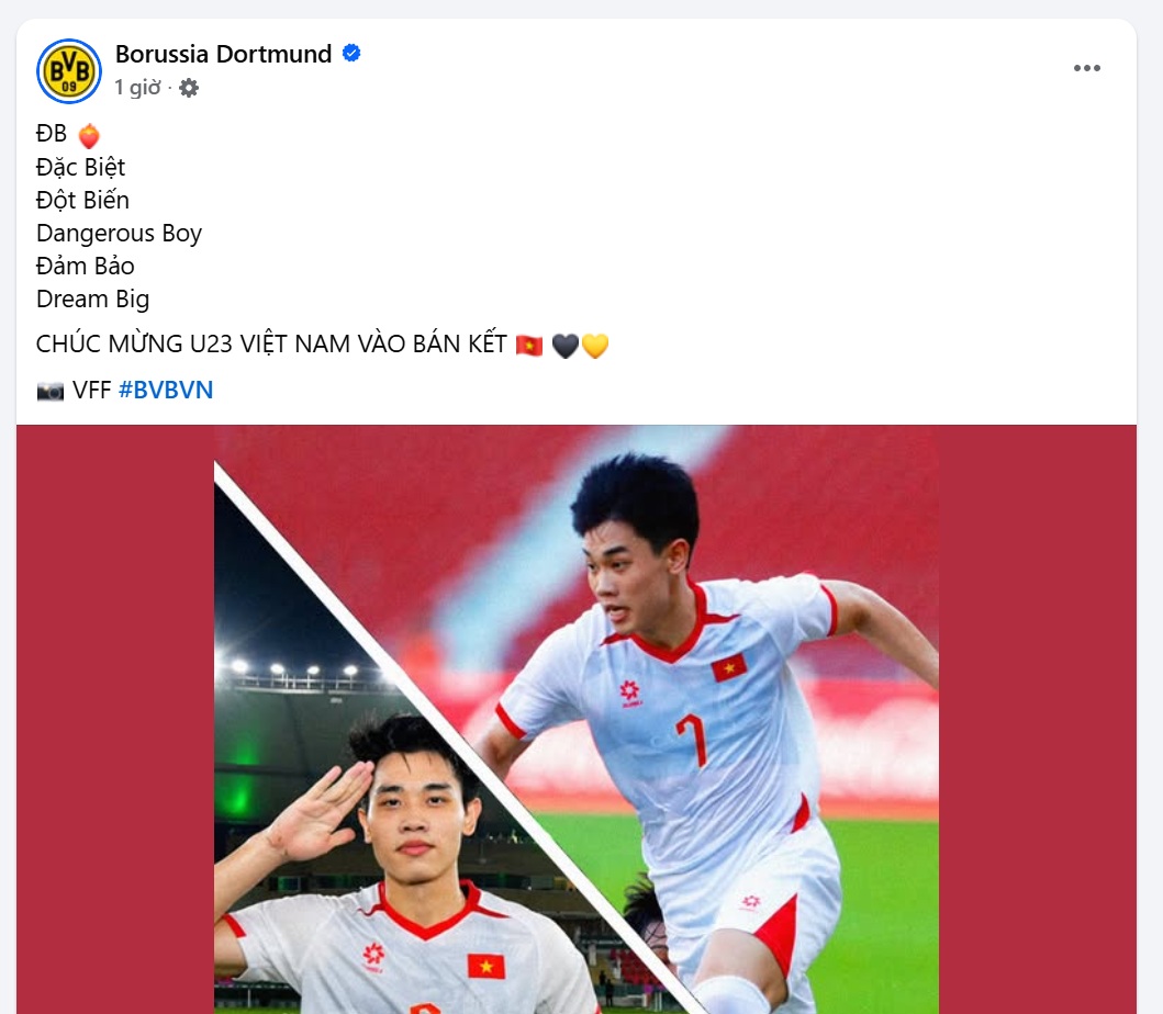 'Có giấc mơ chờ thành hiện thực': FIFA và AFC cùng Dortmund rộn ràng với trận thắng UAE của U.23 Việt Nam- Ảnh 3.