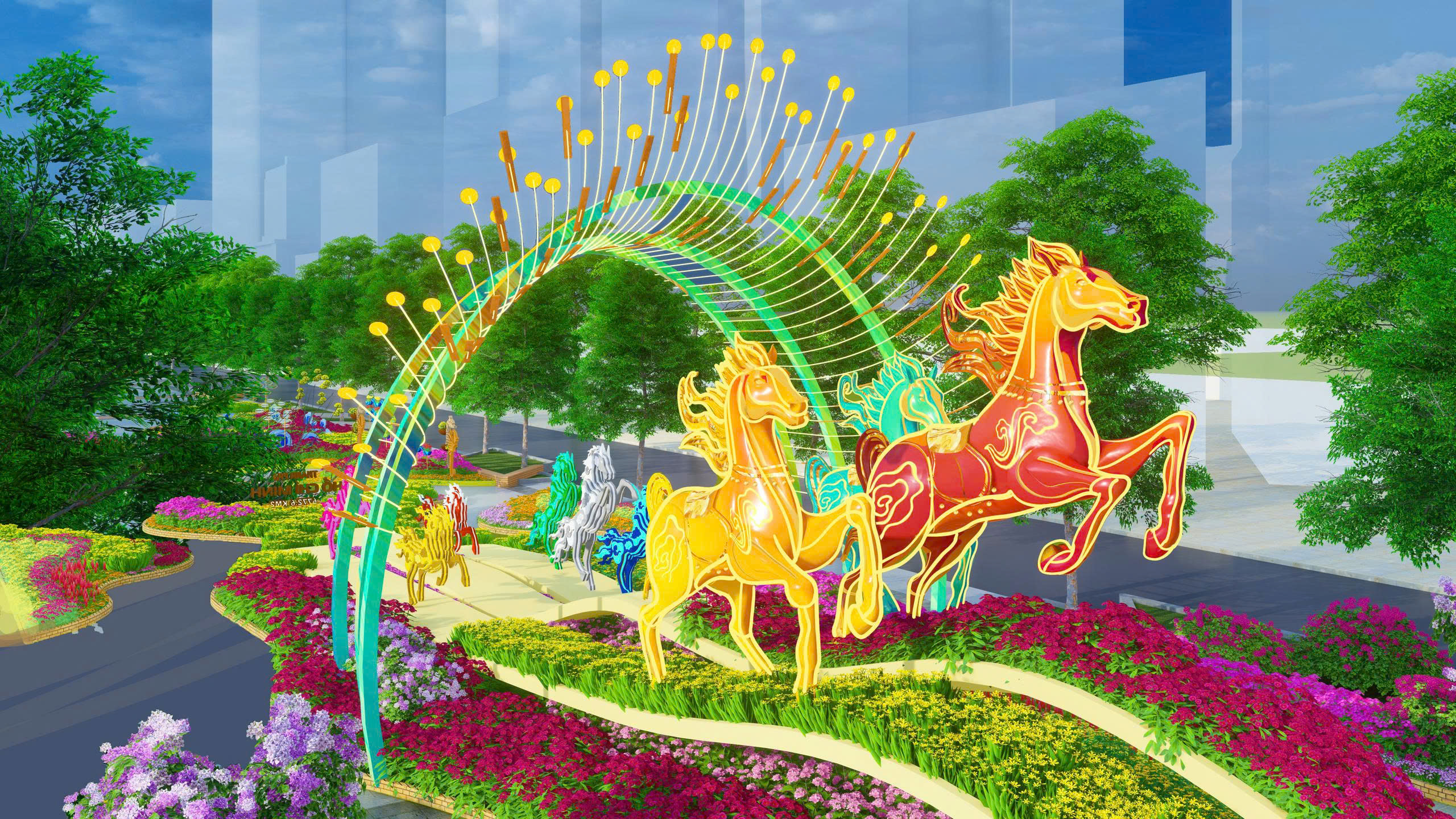 Đường hoa Nguyễn Huệ Tết Bính Ngọ: Hé lộ linh vật ngựa cao gần 7 m - Ảnh 4.