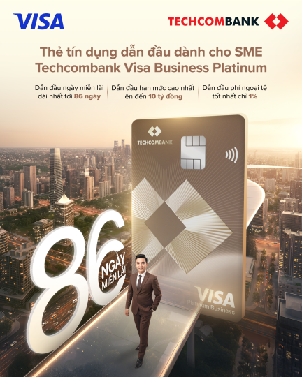 Techcombank Visa Business Platinum: miễn l&atilde;i tới 86 l&atilde;i ng&agrave;y, hạn mức đến 10 tỉ đồng- Ảnh 1.