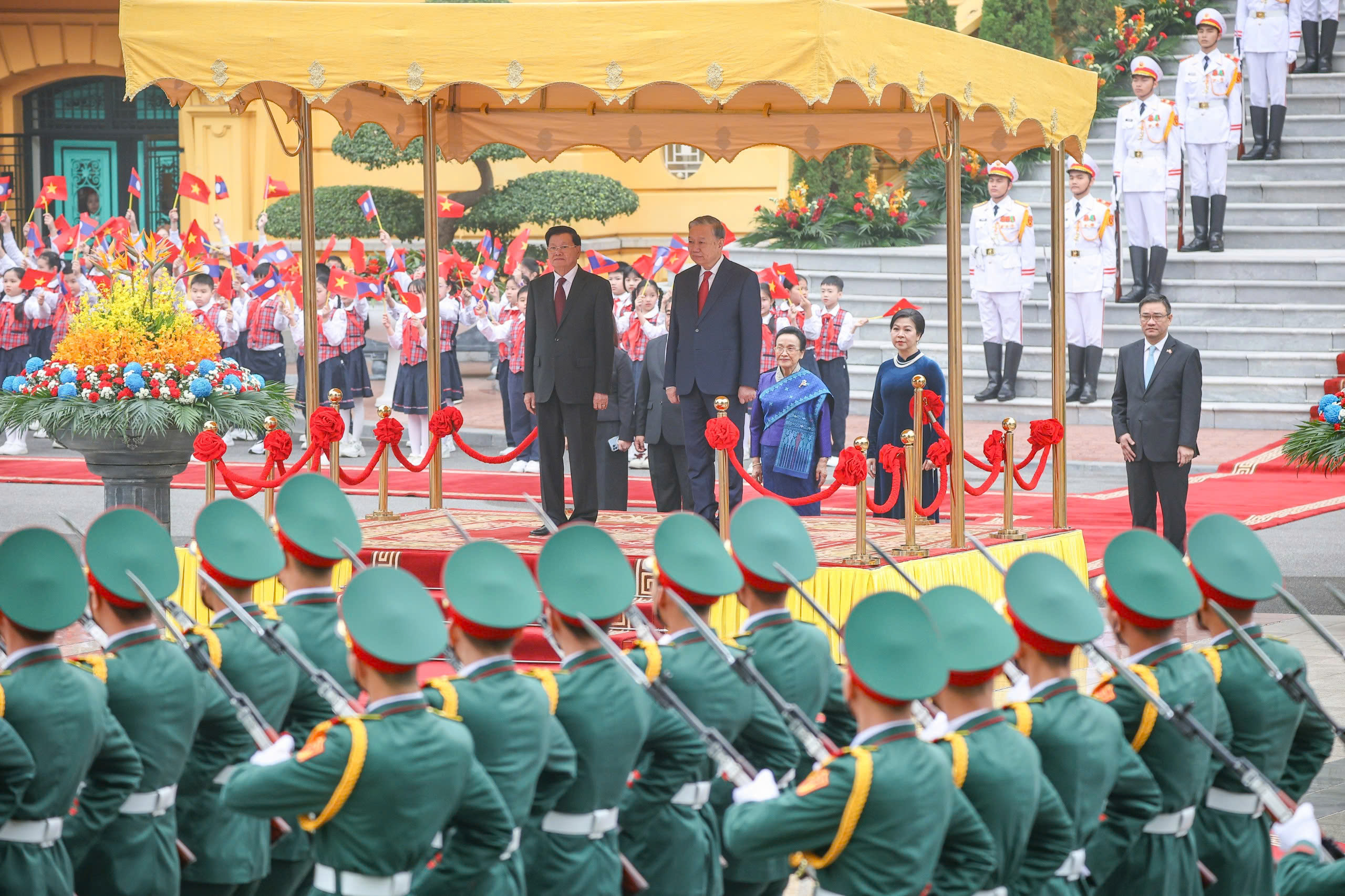 Lễ đón Tổng Bí thư, Chủ tịch nước Lào Thongloun Sisoulith - Ảnh 4.
