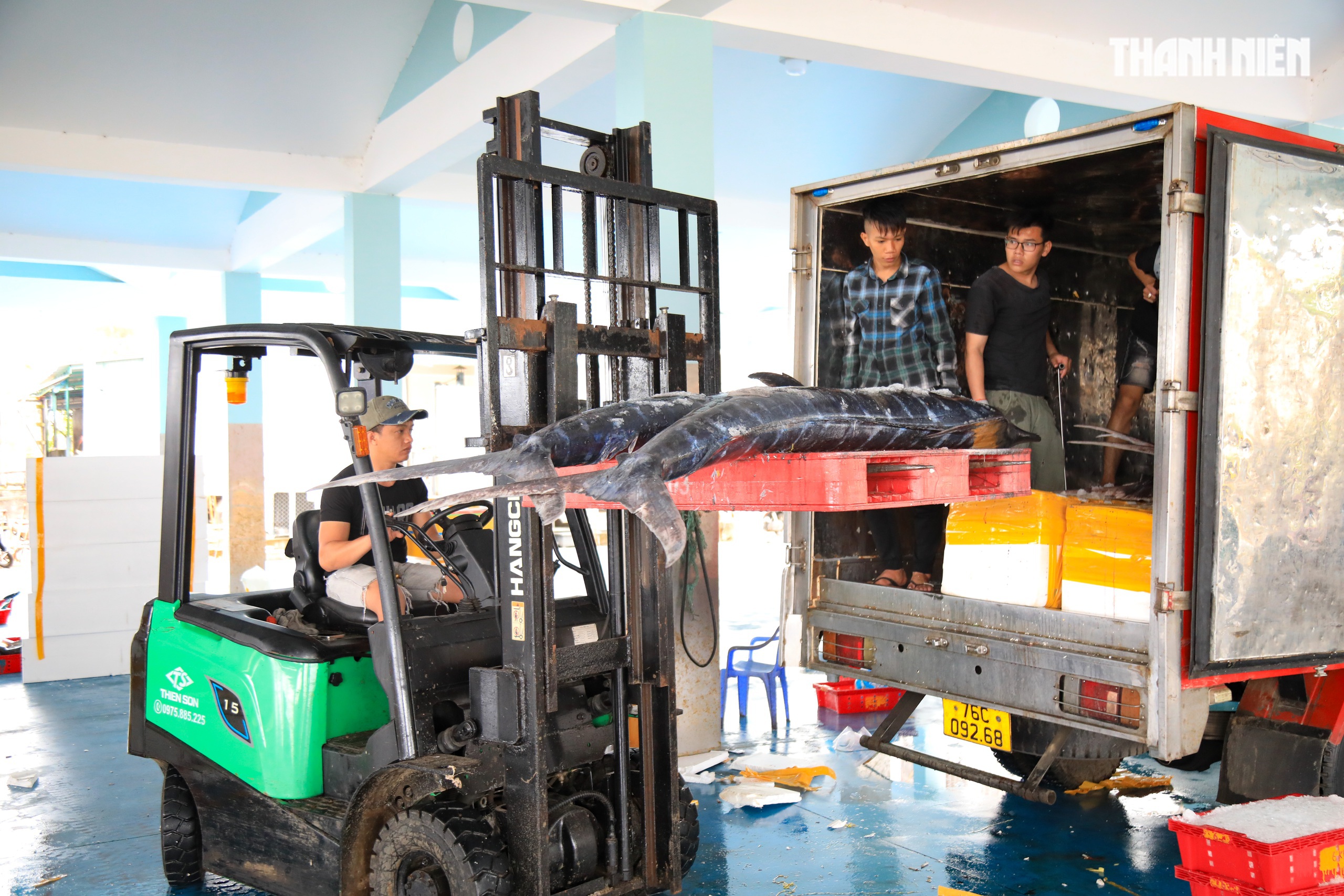 Cảng cá Quảng Ngãi rộn ràng phiên biển cuối năm: Mệt mấy cũng vui- Ảnh 7. Cảng cá Quảng Ngãi rộn ràng phiên biển cuối năm: Mệt mấy cũng vui- Ảnh 7.