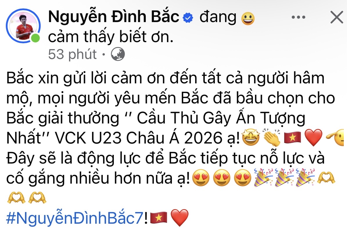 Đình Bắc lại gây bão mạng khi được AFC vinh danh đặc biệt, Nhật Minh ‘còm’ rất vui- Ảnh 1.