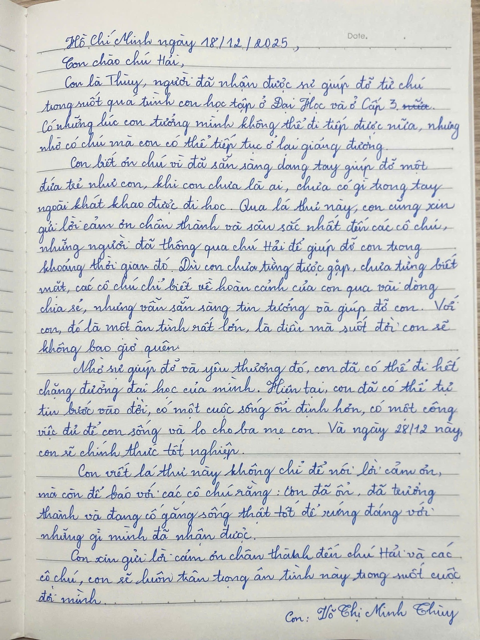 Lan tỏa tr&ecirc;n mạng x&atilde; hội: Nữ sinh vi&ecirc;n viết thư cảm ơn c&aacute;c &acirc;n nh&acirc;n - Ảnh 2.