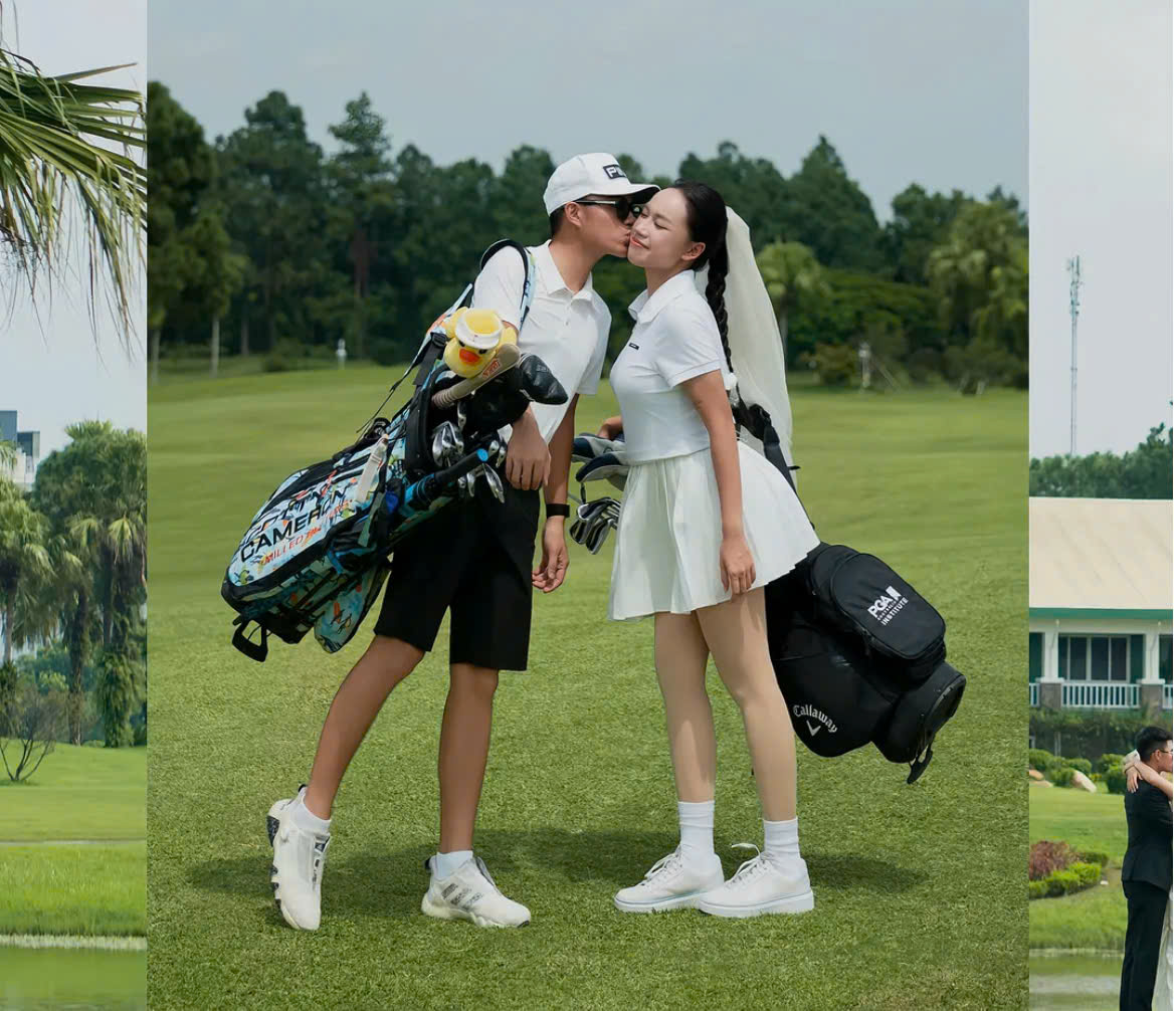 Cô dâu, chú rể đánh golf ngay trong đám cưới, 900 khách phải trầm trồ - Ảnh 7.