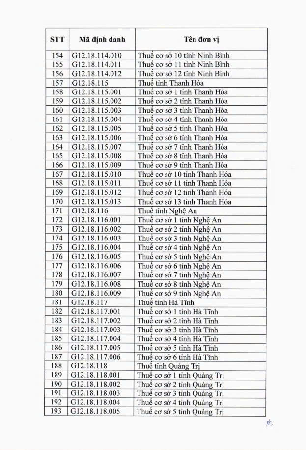 Mã định danh điện tử mới của 34 thuế tỉnh, thành phố và 350 thuế cơ sở - Ảnh 5.