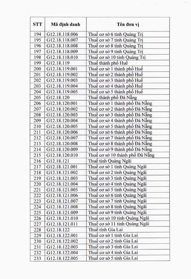 Mã định danh điện tử mới của 34 thuế tỉnh, thành phố và 350 thuế cơ sở - Ảnh 6.