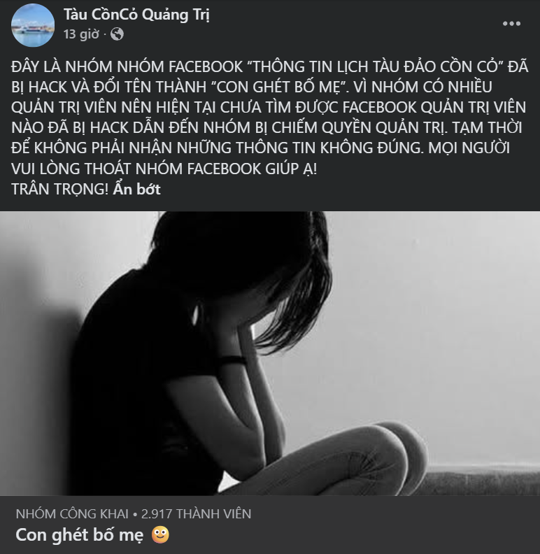 Nhóm thông báo lịch trình đi đảo Cồn Cỏ bị đổi tên thành 'Con ghét bố mẹ'- Ảnh 1.
