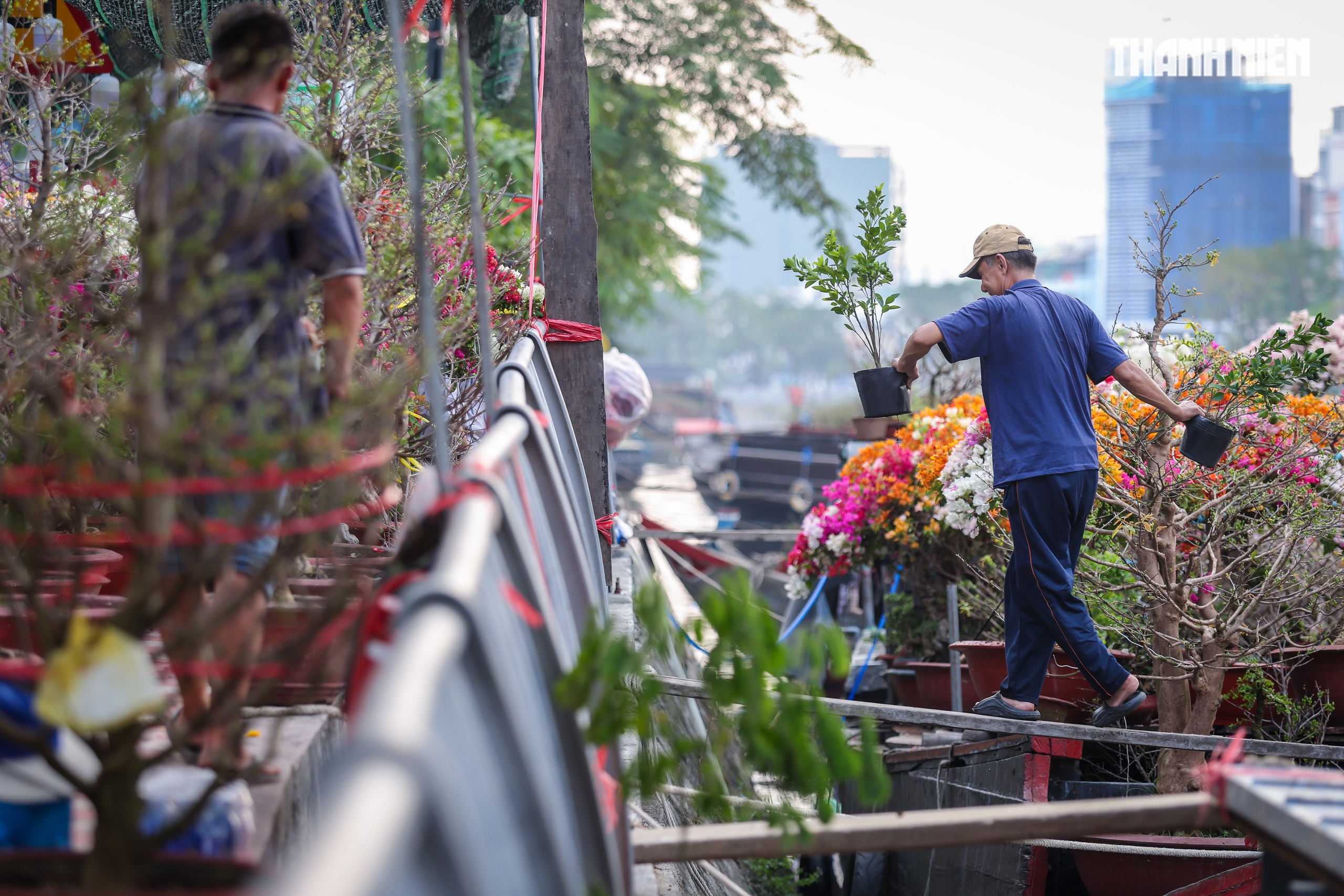 Thuyền ghe chở hoa miền T&acirc;y nối d&ograve;ng cập bến 'Tr&ecirc;n bến dưới thuyền' - Ảnh 4.