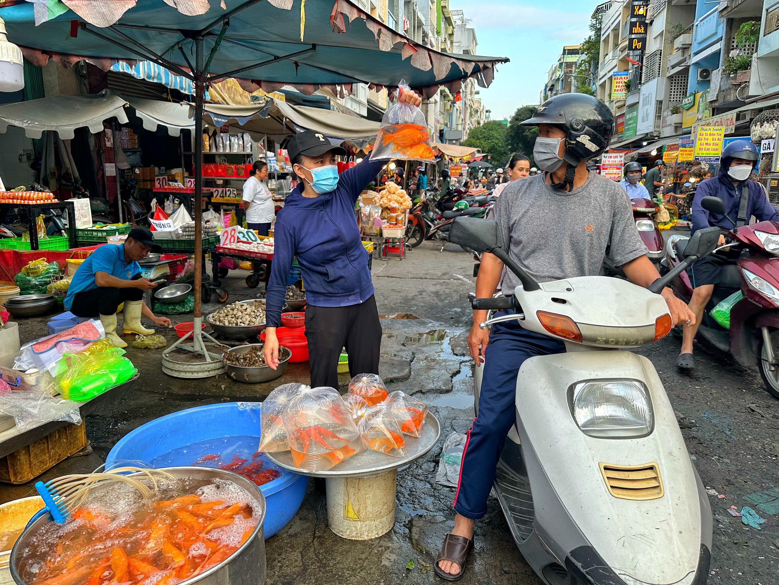 Mua c&aacute; ch&eacute;p c&uacute;ng &ocirc;ng T&aacute;o 23 th&aacute;ng chạp: Bất ngờ chợ Phạm Văn Hai ở TP.HCM - Ảnh 4.