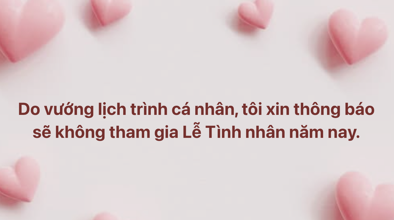 'Do vướng lịch trình cá nhân, xin thông báo sẽ không tham gia Valentine năm nay' - Ảnh 1.