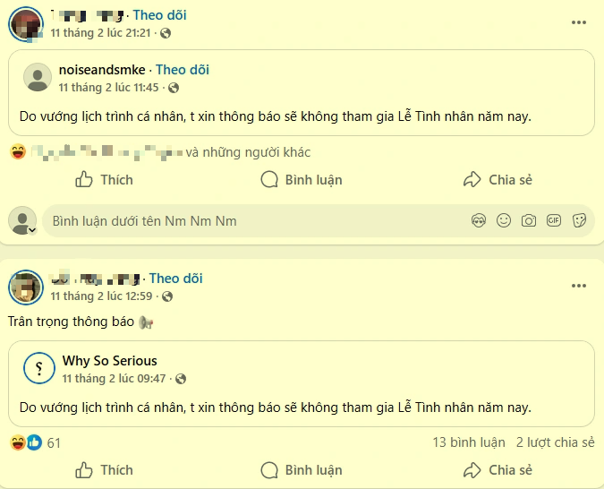 'Do vướng lịch trình cá nhân, xin thông báo sẽ không tham gia Valentine năm nay' - Ảnh 2.