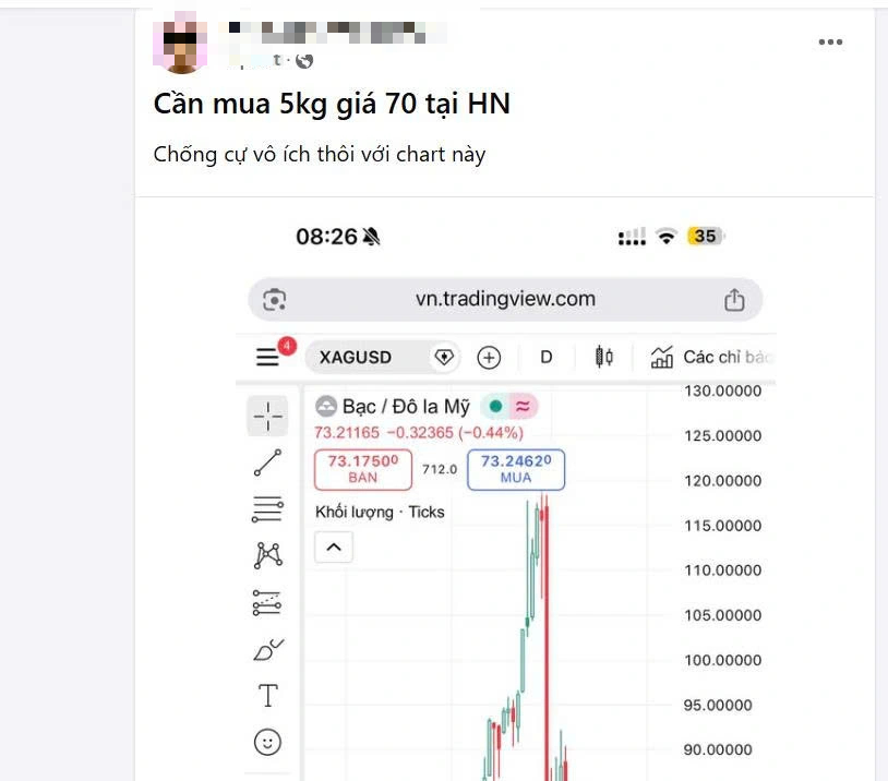 Giá bạc tiếp tục 'rơi', chỉ còn hơn 75 triệu đồng/kg - Ảnh 2.