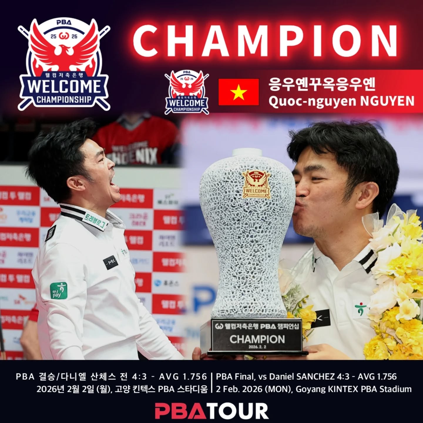 Ngược dòng ngoạn mục, Nguyễn Quốc Nguyện vô địch giải billiards PBA: Gần 1,8 tỉ đồng tiền thưởng- Ảnh 1. Ngược dòng ngoạn mục, Nguyễn Quốc Nguyện vô địch giải billiards PBA: Gần 1,8 tỉ đồng tiền thưởng- Ảnh 1.