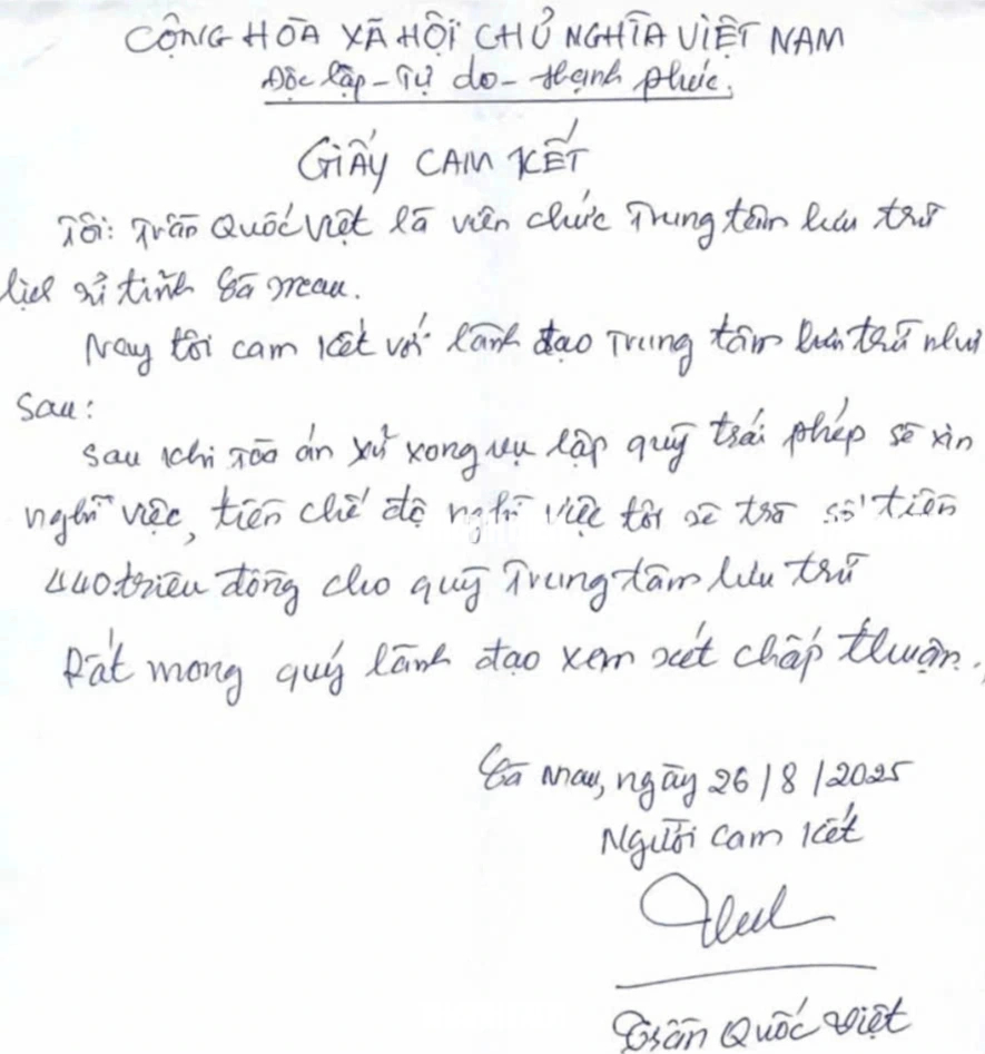 Thiếu quỹ thưởng tết Trung tâm Lưu trữ lịch sử Cà Mau 'cầu cứu' Sở Nội vụ   - Ảnh 1.