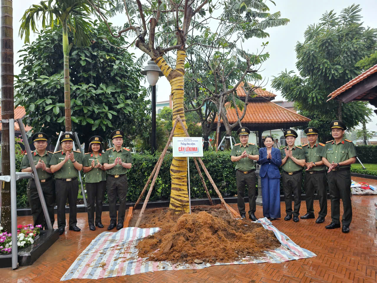 Trung tướng Mai Hoàng tặng cây giống cẩm lai cho công an các xã, phường - Ảnh 1.
