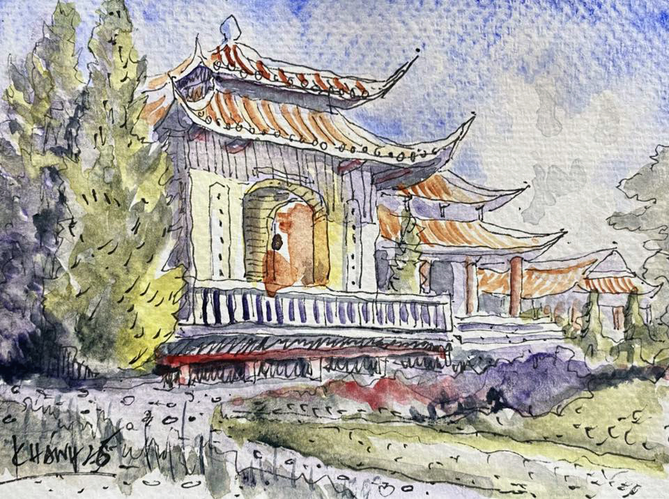 Khu đất khoảng 24 ha nhưng phần xây dựng thực tế chỉ khoảng 2 ha - ký họa của NTK Lê Quang Khánh