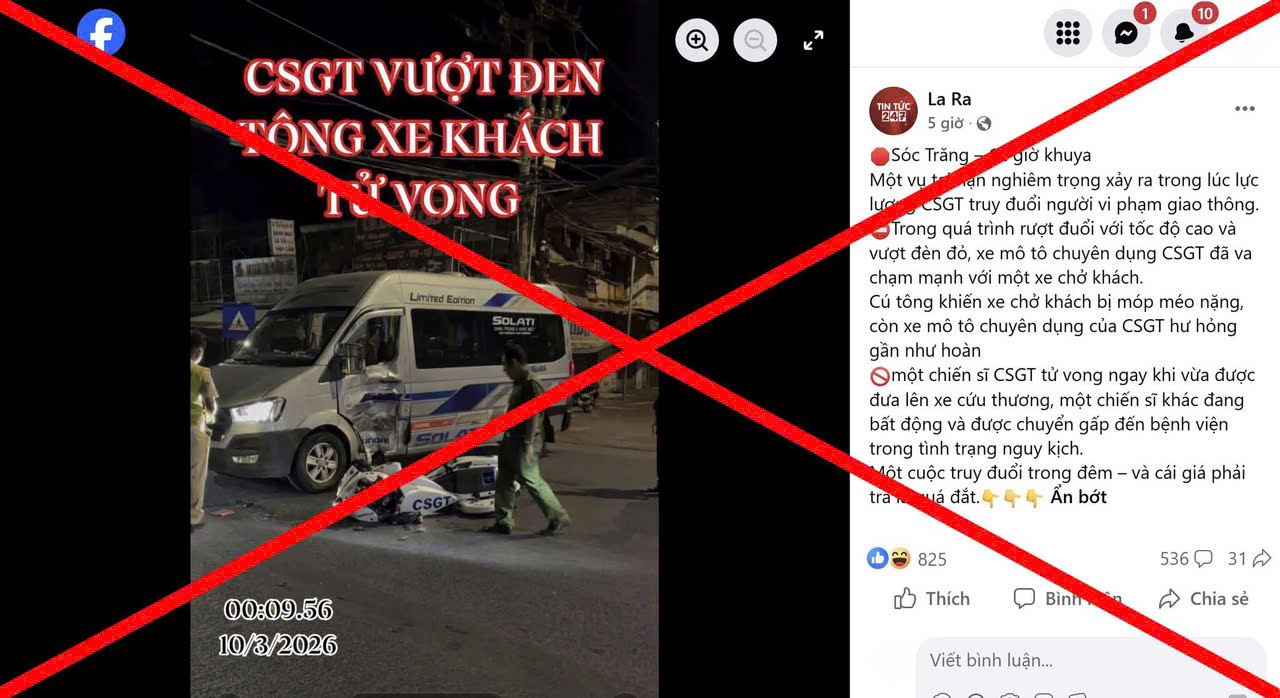Công an Cần Thơ bác thông tin 'CSGT vượt đèn đỏ tông xe khách tử vong'- Ảnh 1.